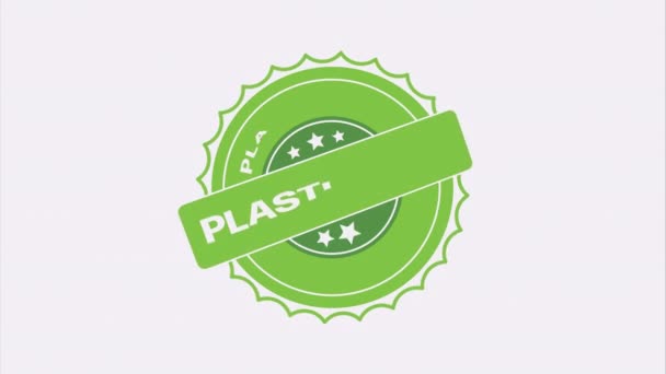Plástico Crachá Ícone Verde Livre Marca Química Livre Plástico Bpa — Vídeo de Stock