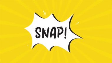 Çizgi film çizgi filmi animasyonu. İçinde Snap kelimesi geçiyor. Sarı ve yarım tonlu arka plan, yıldız şekli etkisi. 4k