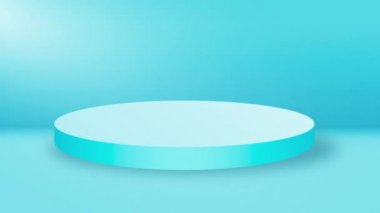 Boş yuvarlak podyum, kaide ya da platform ışıklarla aydınlatılmış. Dijital 3D animasyon. 4k