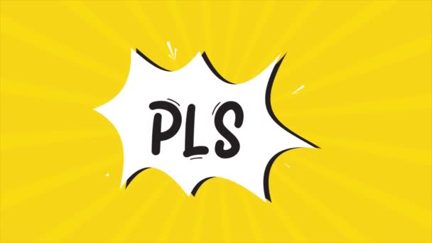 Ένα Κινούμενο Σχέδιο Κόμικ Λέξη Pls Εμφανίζεται Κίτρινο Και Μισό — Αρχείο Βίντεο