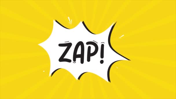 Comic Strip Cartoon Animation Word Zap Appearing Yellow Halftone Background — Stock Video