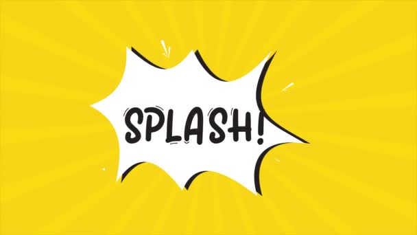 Une Bande Dessinée Animée Avec Mot Splash Apparaissant Fond Jaune — Video