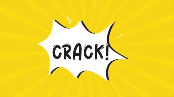 漫画漫画漫画动画片中出现了 Crack 这个词黄色和半色调背景 星形效果 — 图库视频影像