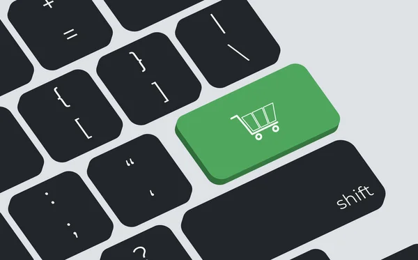 Online Shopping Cart Computer Keyboard Icon Vector Illustration — ストックベクタ