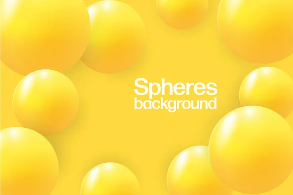 Abstrakter Hintergrund Mit Dynamischen Sphären Plastik Gelbe Blasen Vektor Illustration — Stockvektor