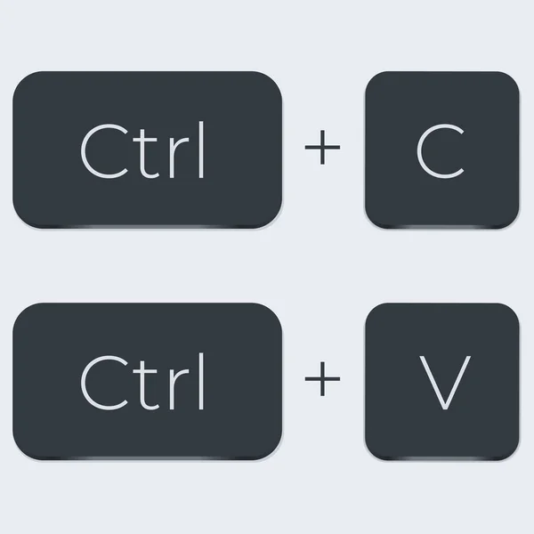 Ctrl CとCtrl Vのコンピューターのキーボードボタン デスクトップインターフェース ウェブアイコン ベクターストックイラスト — ストックベクタ