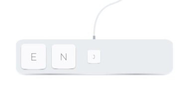Enjoy word written with computer buttons over white background. 4k