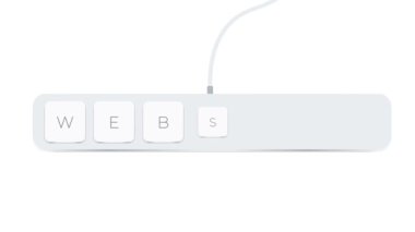 Website word written with computer buttons over white background. 4k