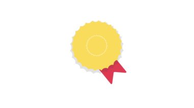 Certificate icon. Premium quality. Achievement badge. Profile Verification. Check mark icon. Quality mark. Achievement award grant. Gold seal. Gold medal. 4k