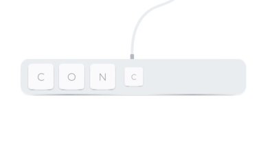 Concept word written with computer buttons over white background. 4k