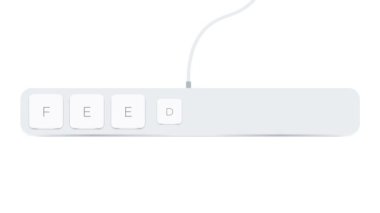 Feedback word written with computer buttons over white background. 4k