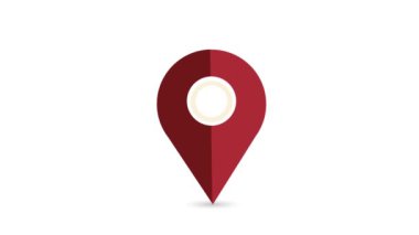 Red map pointer 2d pin. Location symbol bouncing isolated on white background. Web location point, pointer. 4k