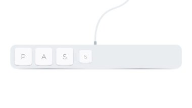 Passworld word written with computer buttons over white background. 4k
