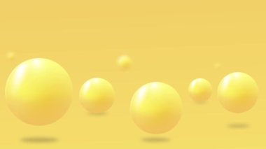 Abstract background with falling 3d orange balls. Dynamic flying colorful bubbles, futuristic composition with glossy spheres. 4k