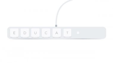 Education word written with computer buttons over white background. 4k