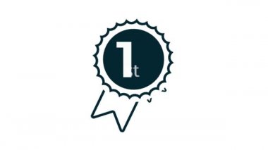 Medal. Golden 1st Place Badge. Sport Game Golden Challenge Award. 4k