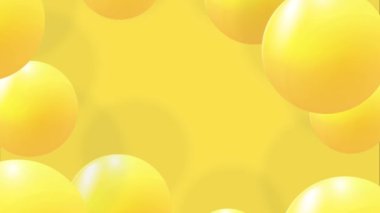 Abstract background with falling 3d orenge balls. Dynamic flying colorful bubbles, futuristic composition with glossy spheres. Modern trendy banner or poster design. 4k