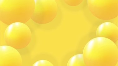 Abstract background with falling 3d orenge balls. Dynamic flying colorful bubbles, futuristic composition with glossy spheres. Modern trendy banner or poster design. 4k