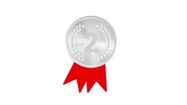 Silver Medal. Silver 2st Place Badge. Sport Game Silver Challenge Award. Red Ribbon. 4k