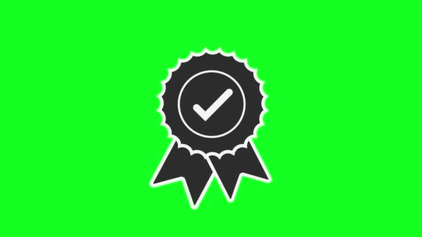 Значок Сертификата Премиум Качество Нагрудный Знак Проверка Профиля Значок Галочки — стоковое видео