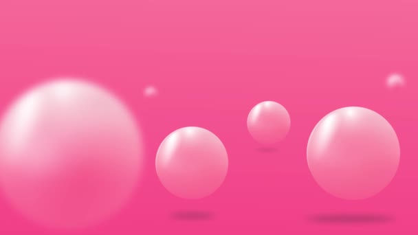 Abstract Background Falling Pink Balls Dynamic Flying Colorful Bubbles Futuristic — Stock video