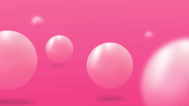 Abstract Background Falling Pink Balls Dynamic Flying Colorful Bubbles Futuristic — 图库视频影像