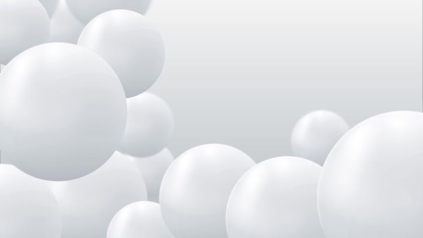 Abstract Background Falling White Balls Dynamic Flying Colorful Bubbles Futuristic — Wideo stockowe