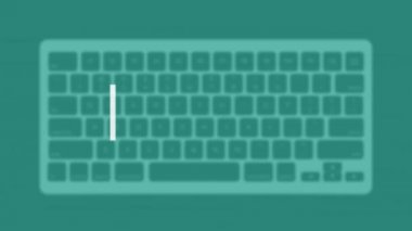 DevOps title. Modern flat web template with keyboard template on gray background. 4k