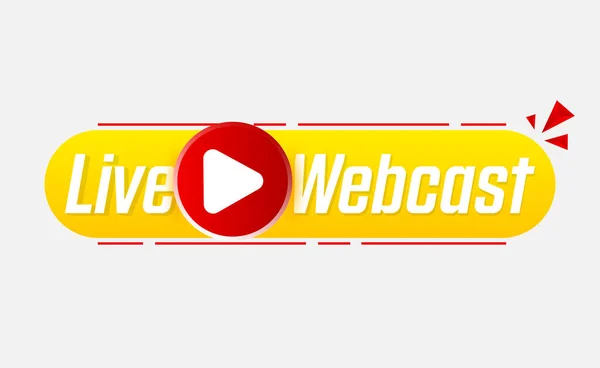 Botão Webcast Vivo Ícone Emblema Rótulo Ilustração Estoque Vetor Eps — Vetor de Stock