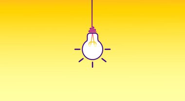 Ampul ışığı vektör simgesi. Işıklı lamba. Elektrik, parlıyor. Ampul simgesi vektörü, arka planda izole. Ampul ışığı ikonu. Fikir işareti, çözüm. Ampul ışığı sembolü Enerji