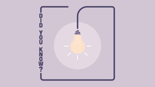 Did You Know Label Design Light Bulb Rays Logo Design — Stock Video