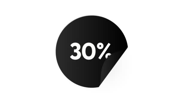 Розпродаж Відсотків Кнопки Продажу Форма Банер Дизайн Набір Чорні Круглі — стокове відео