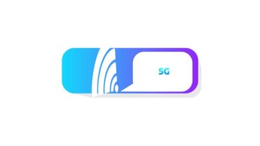 5G animasyonu. 5. Nesil Kablosuz İnternet Ağ Bağlantısı Bilgi Teknolojisi İllüstrasyonu. Mobil cihazlar telekomünikasyon işi web ağı. Hareket tasarımı
