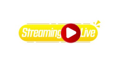 Canlı yayın simgesi, çalma tuşu, blog, oyuncu, yayın, web sitesi, çevrimiçi radyo, medya etiketleri ve logo için şeffaf arkaplanda izole edilmiş. Canlı yayın afişi. Hareket tasarımı