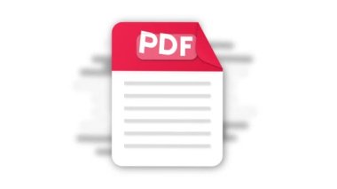 PDF dosya simgesi. Düz tasarım grafikleri. Canlandırma PDF simgesi. Hareket tasarımı beyaz arkaplanda izole edildi. 4k