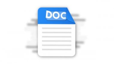 DOC dosya simgesi. Düz tasarım grafikleri. Animasyon DOC simgesi. Hareket tasarımı beyaz arkaplanda izole edildi. 4k