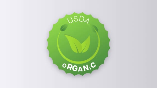 Usda Animation Organique Icône Cercle Badge Signe Autocollant Emblème Organisme — Video