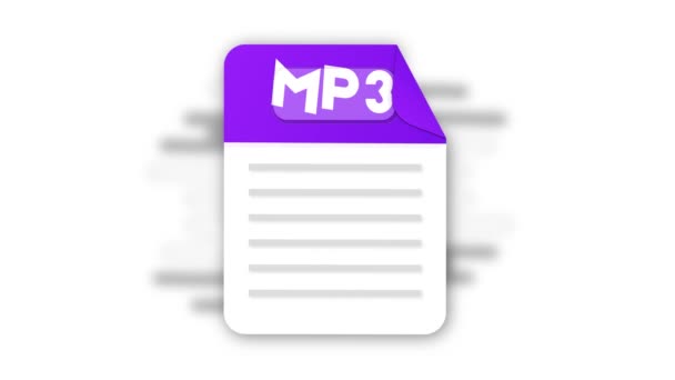 Mp3ファイルのアイコン フラットデザイングラフィック アニメーションMp3アイコン 白を基調とした動きのデザイン — ストック動画