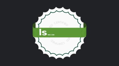 ISO 9001 onaylı işaret. Çevre yönetimi sistemi uluslararası standart onaylı pul. Yeşil izole. Hareket tasarımı