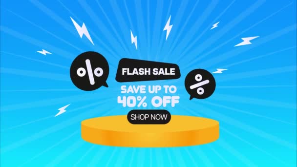 Venta Flash Descuento Colorido Ahorrar Hasta Por Ciento Composición Oferta — Vídeo de stock