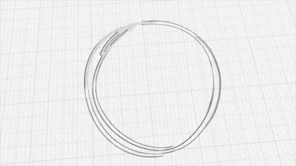 Empty Circle Spinning Sketch Doodles Being Animated Hand Drawn Moving — Stock Video