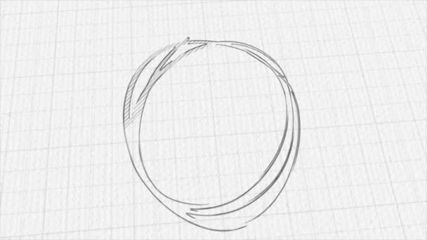 Empty Circle Spinning Sketch Doodles Being Animated Hand Drawn Moving — Stock Video