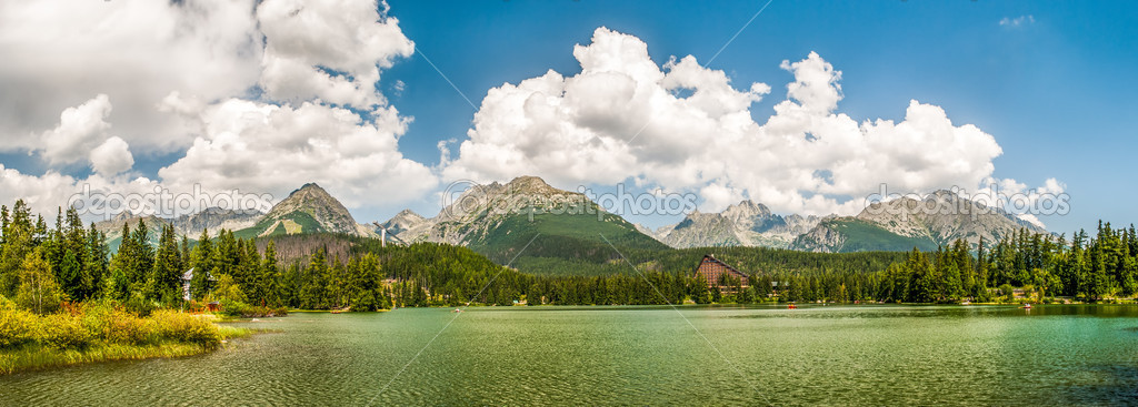 pond in mountains at summer
