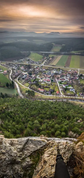 Pueblo de Gleissenfeld desde Arriba al atardecer — Foto de Stock