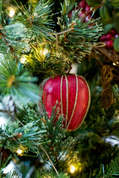 크리스마스 나무에 사과 — 스톡 사진