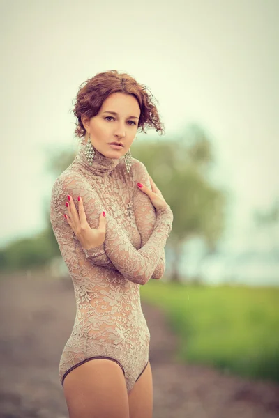 Menina em roupa interior de renda — Fotografia de Stock