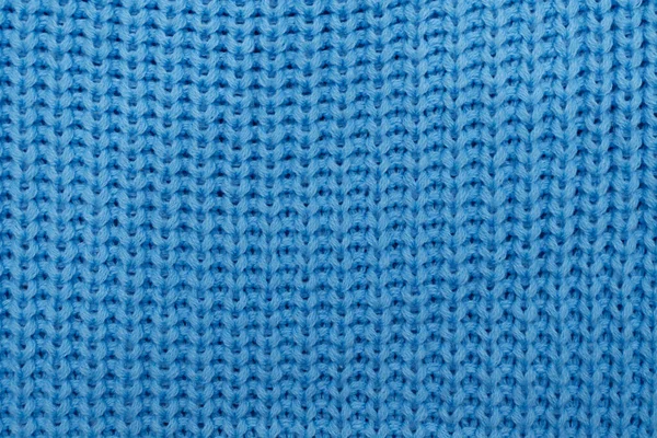 Tissu Tricoté Tapis Tricoté Bleu Gros Plan Textile Sur Fond — Photo