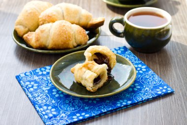 kruvasan ile çikolata Dolum ve çay