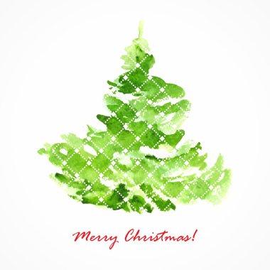 Noel ağacı. sulu boya resim. neşeli Noel kartı.