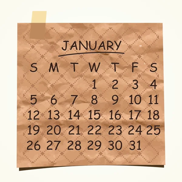 Desenho do calendário 2014 . — Vetor de Stock